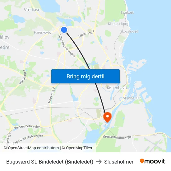 Bagsværd St. Bindeledet (Bindeledet) to Sluseholmen map