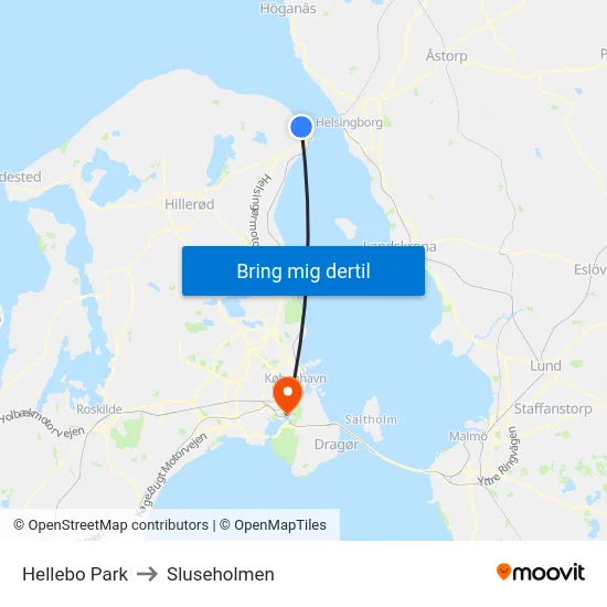 Hellebo Park to Sluseholmen map