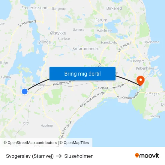 Svogerslev (Stamvej) to Sluseholmen map