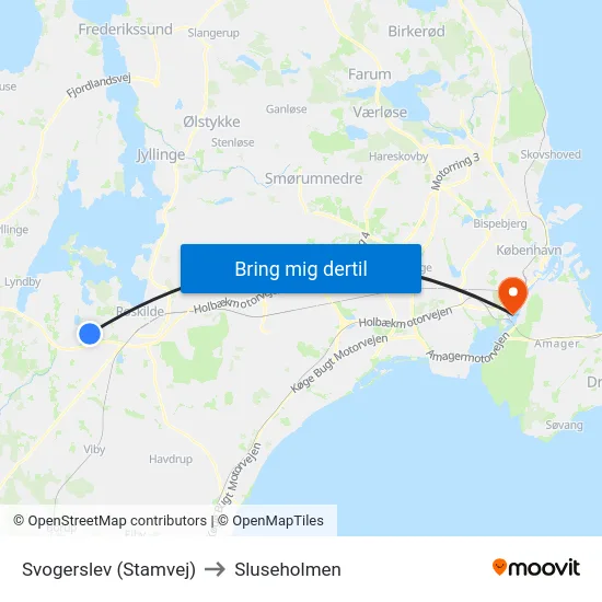 Svogerslev (Stamvej) to Sluseholmen map