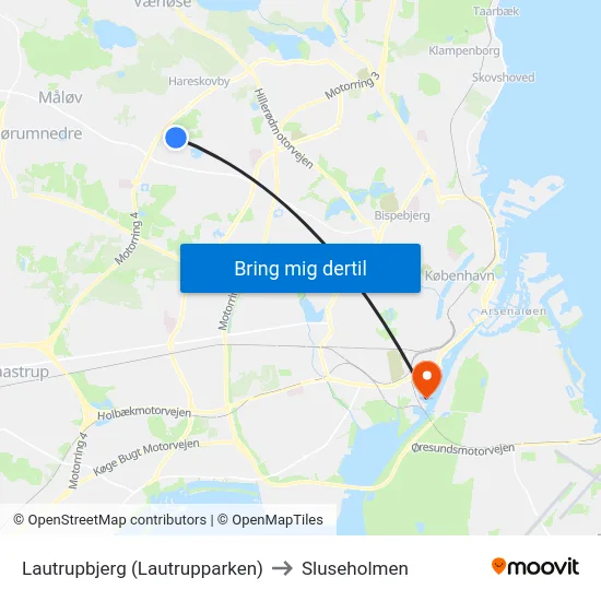 Lautrupbjerg (Lautrupparken) to Sluseholmen map
