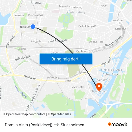 Domus Vista (Roskildevej) to Sluseholmen map