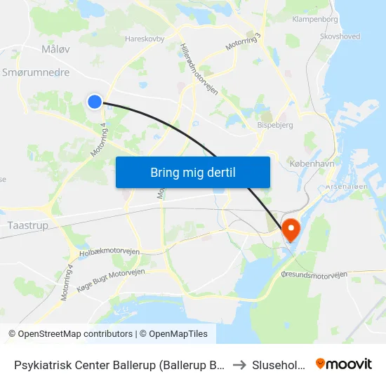 Psykiatrisk Center Ballerup (Ballerup Boulevard) to Sluseholmen map