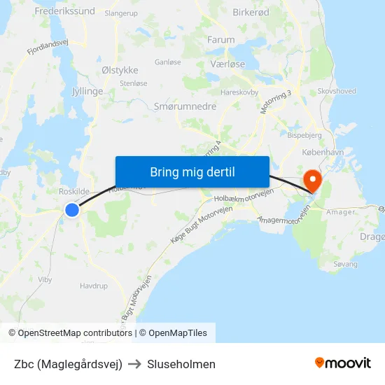 Zbc (Maglegårdsvej) to Sluseholmen map