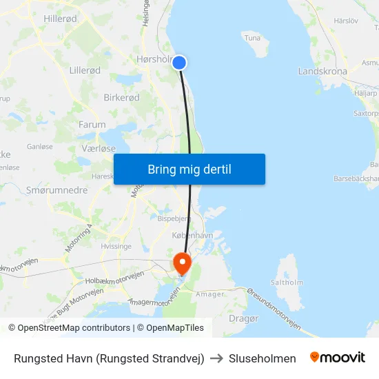 Rungsted Havn (Rungsted Strandvej) to Sluseholmen map