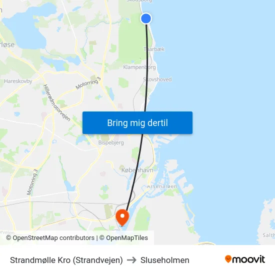 Strandmølle Kro (Strandvejen) to Sluseholmen map