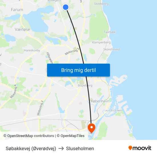 Søbakkevej (Øverødvej) to Sluseholmen map