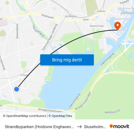 Strandbyparken (Hvidovre Enghavevej) to Sluseholmen map