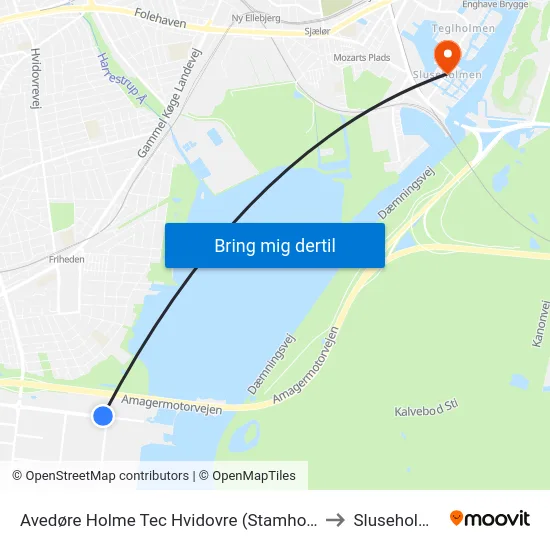 Avedøre Holme Tec Hvidovre (Stamholmen) to Sluseholmen map