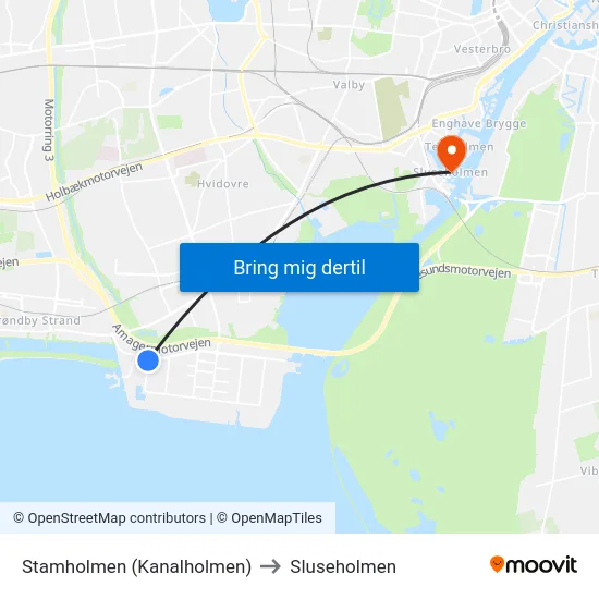 Stamholmen (Kanalholmen) to Sluseholmen map