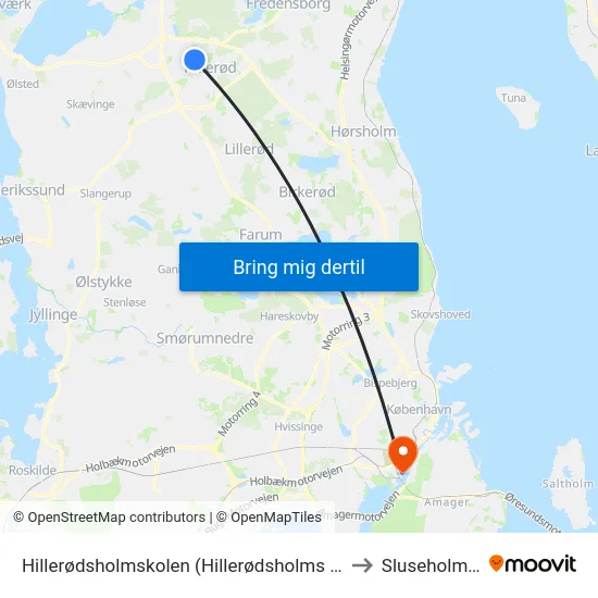 Hillerødsholmskolen (Hillerødsholms Allé) to Sluseholmen map