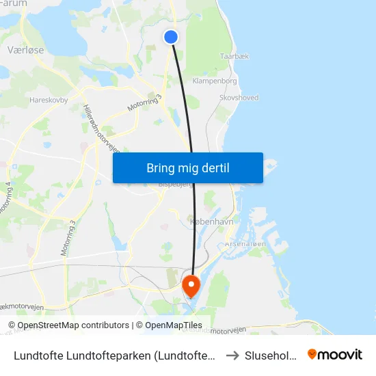 Lundtofte Lundtofteparken (Lundtoftegårdsvej) to Sluseholmen map