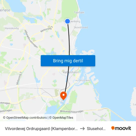 Vilvordevej Ordrupgaard (Klampenborgvej) to Sluseholmen map