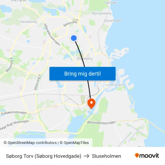 Søborg Torv (Søborg Hovedgade) to Sluseholmen map