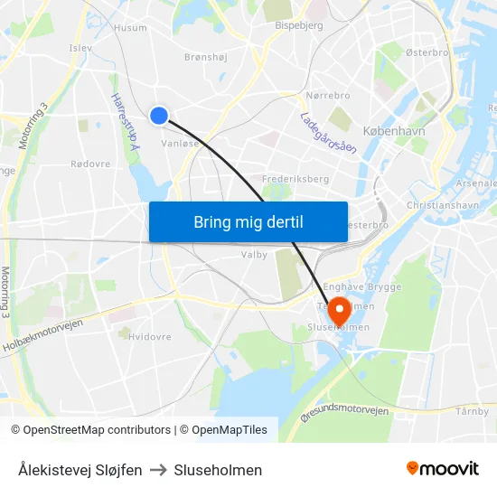 Ålekistevej Sløjfen to Sluseholmen map