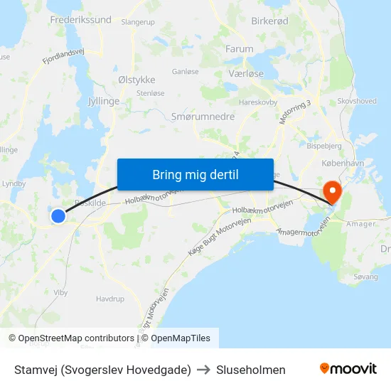 Stamvej (Svogerslev Hovedgade) to Sluseholmen map