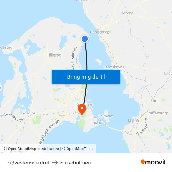 Prøvestenscentret to Sluseholmen map