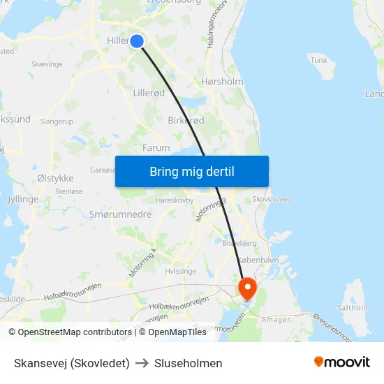 Skansevej (Skovledet) to Sluseholmen map