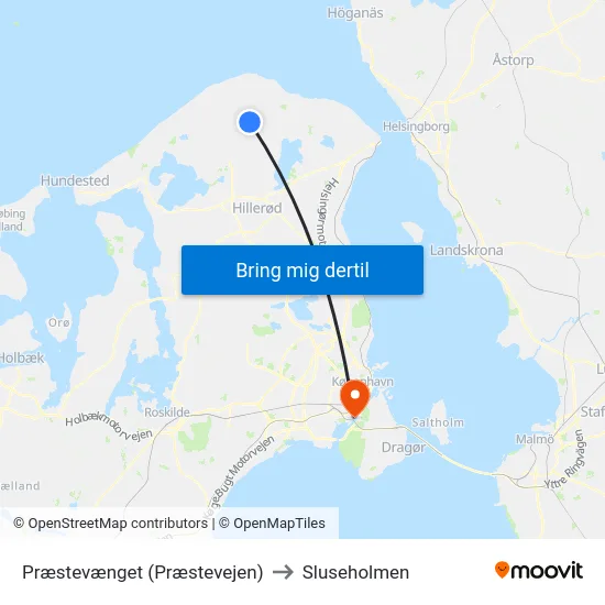 Præstevænget (Præstevejen) to Sluseholmen map