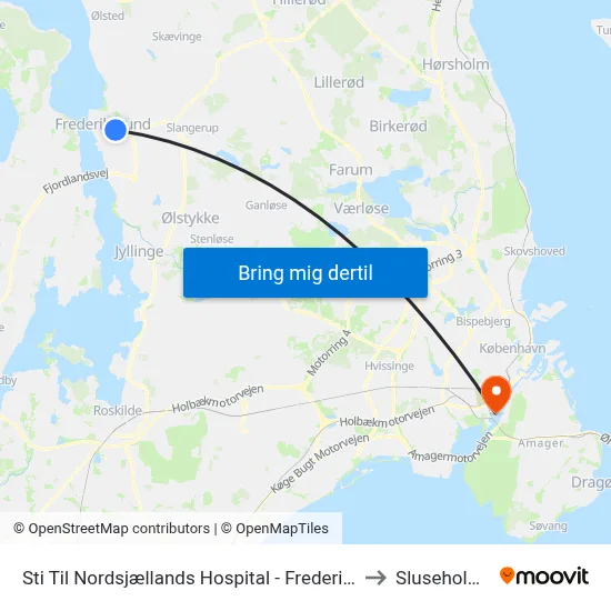 Sti Til Nordsjællands Hospital - Frederikssund to Sluseholmen map