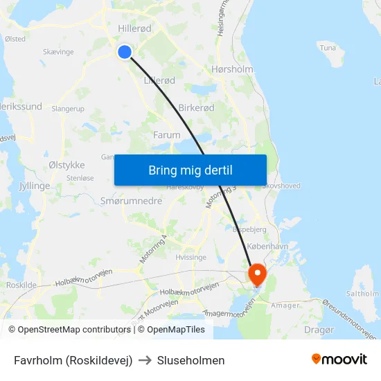 Favrholm (Roskildevej) to Sluseholmen map