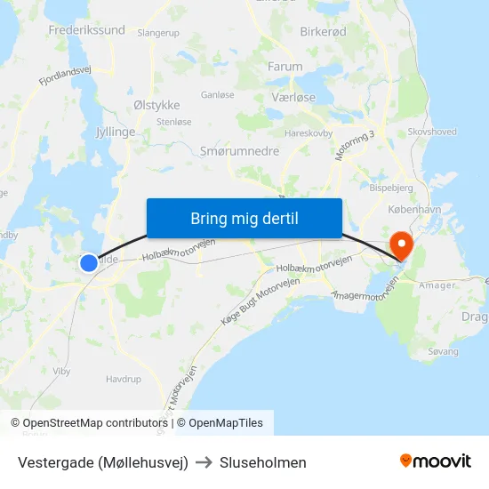 Vestergade (Møllehusvej) to Sluseholmen map
