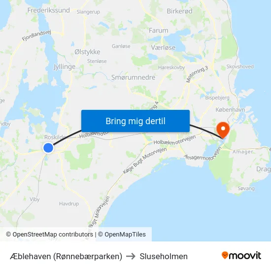 Æblehaven (Rønnebærparken) to Sluseholmen map