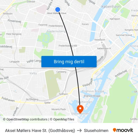 Aksel Møllers Have St. (Godthåbsvej) to Sluseholmen map
