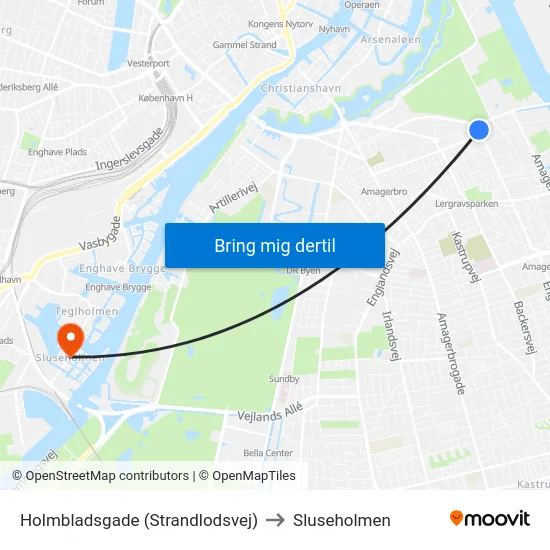 Holmbladsgade (Strandlodsvej) to Sluseholmen map