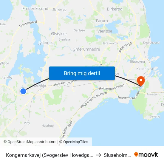Kongemarksvej (Svogerslev Hovedgade) to Sluseholmen map