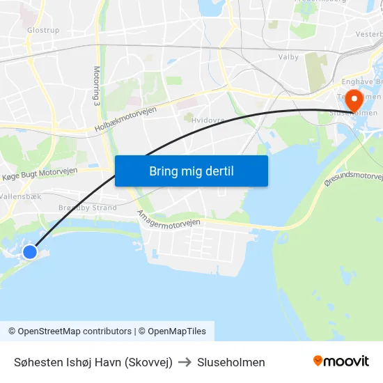 Søhesten Ishøj Havn (Skovvej) to Sluseholmen map