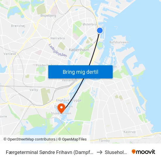 Færgeterminal Søndre Frihavn (Dampfærgevej) to Sluseholmen map