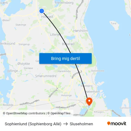 Sophienlund (Sophienborg Allé) to Sluseholmen map