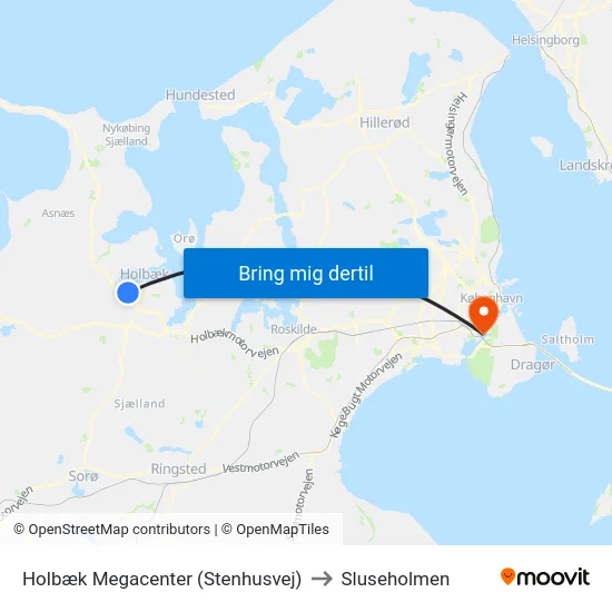 Holbæk Megacenter (Stenhusvej) to Sluseholmen map