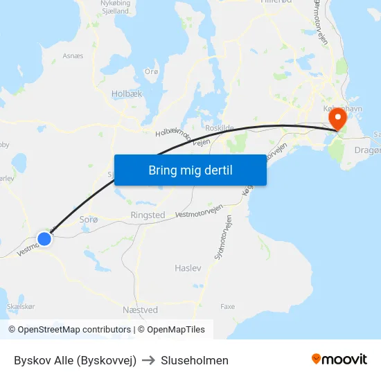Byskov Alle (Byskovvej) to Sluseholmen map