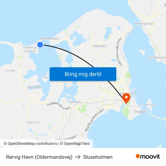 Rørvig Havn (Oldermandsvej) to Sluseholmen map