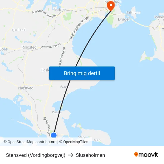 Stensved (Vordingborgvej) to Sluseholmen map