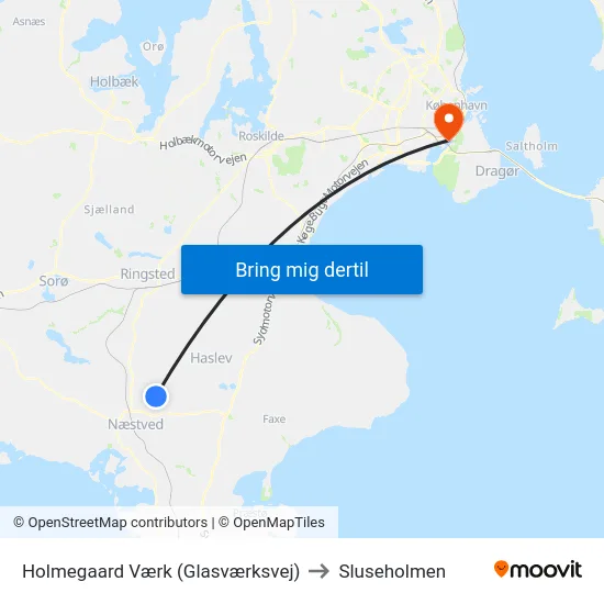 Holmegaard Værk (Glasværksvej) to Sluseholmen map