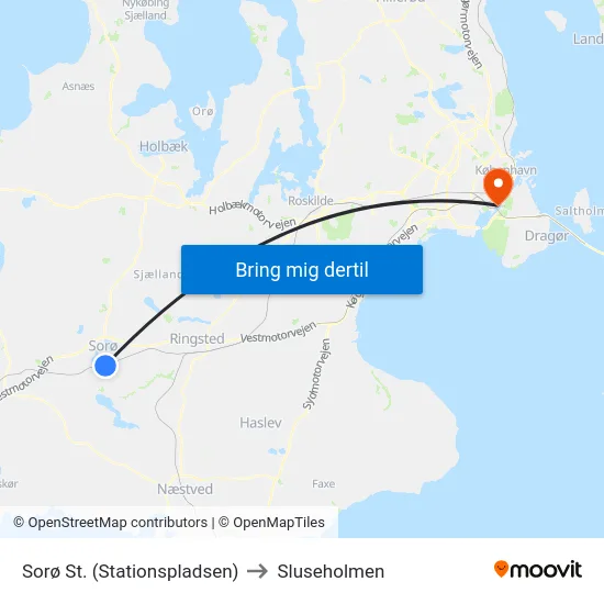 Sorø St. (Stationspladsen) to Sluseholmen map