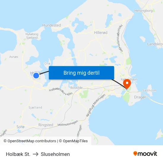 Holbæk St. to Sluseholmen map