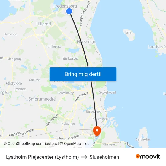 Lystholm Plejecenter (Lystholm) to Sluseholmen map
