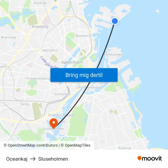 Oceankaj to Sluseholmen map