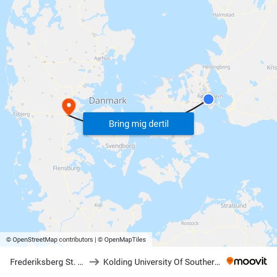 Frederiksberg St. (Metro) to Kolding University Of Southern Denmark map