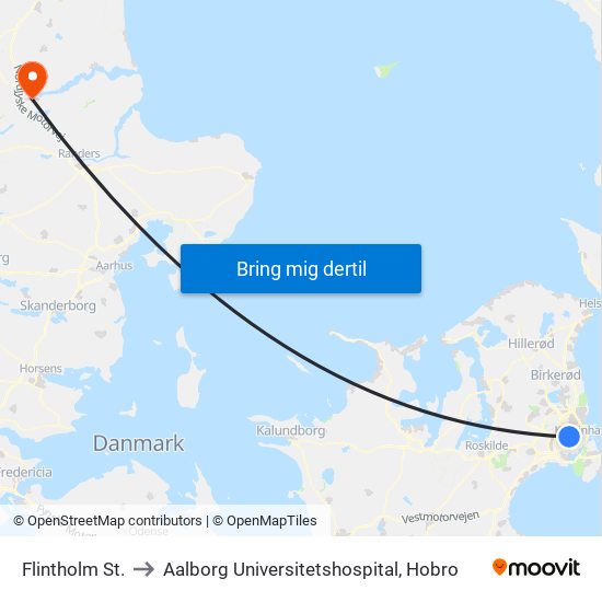 Flintholm St. to Aalborg Universitetshospital, Hobro map