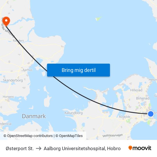 Østerport St. to Aalborg Universitetshospital, Hobro map