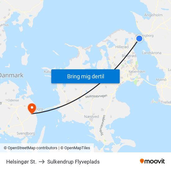 Helsingør St. to Sulkendrup Flyveplads map