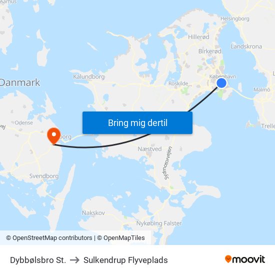 Dybbølsbro St. to Sulkendrup Flyveplads map