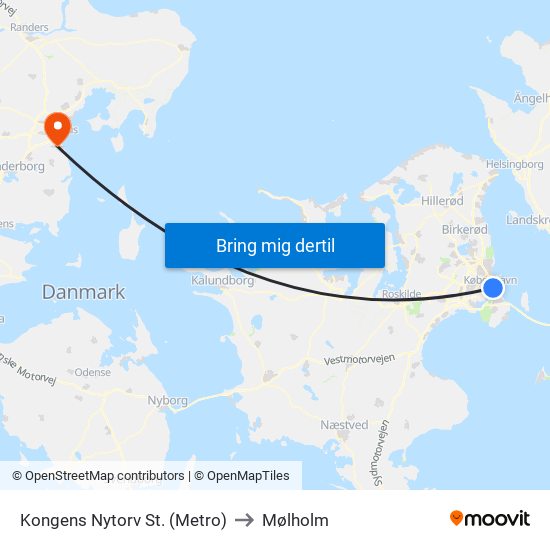 Kongens Nytorv St. (Metro) to Mølholm map