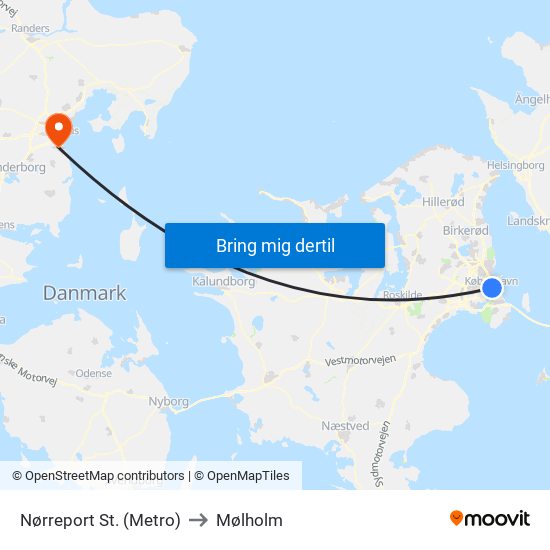 Nørreport St. (Metro) to Mølholm map