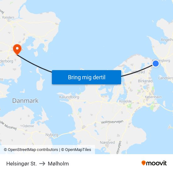 Helsingør St. to Mølholm map